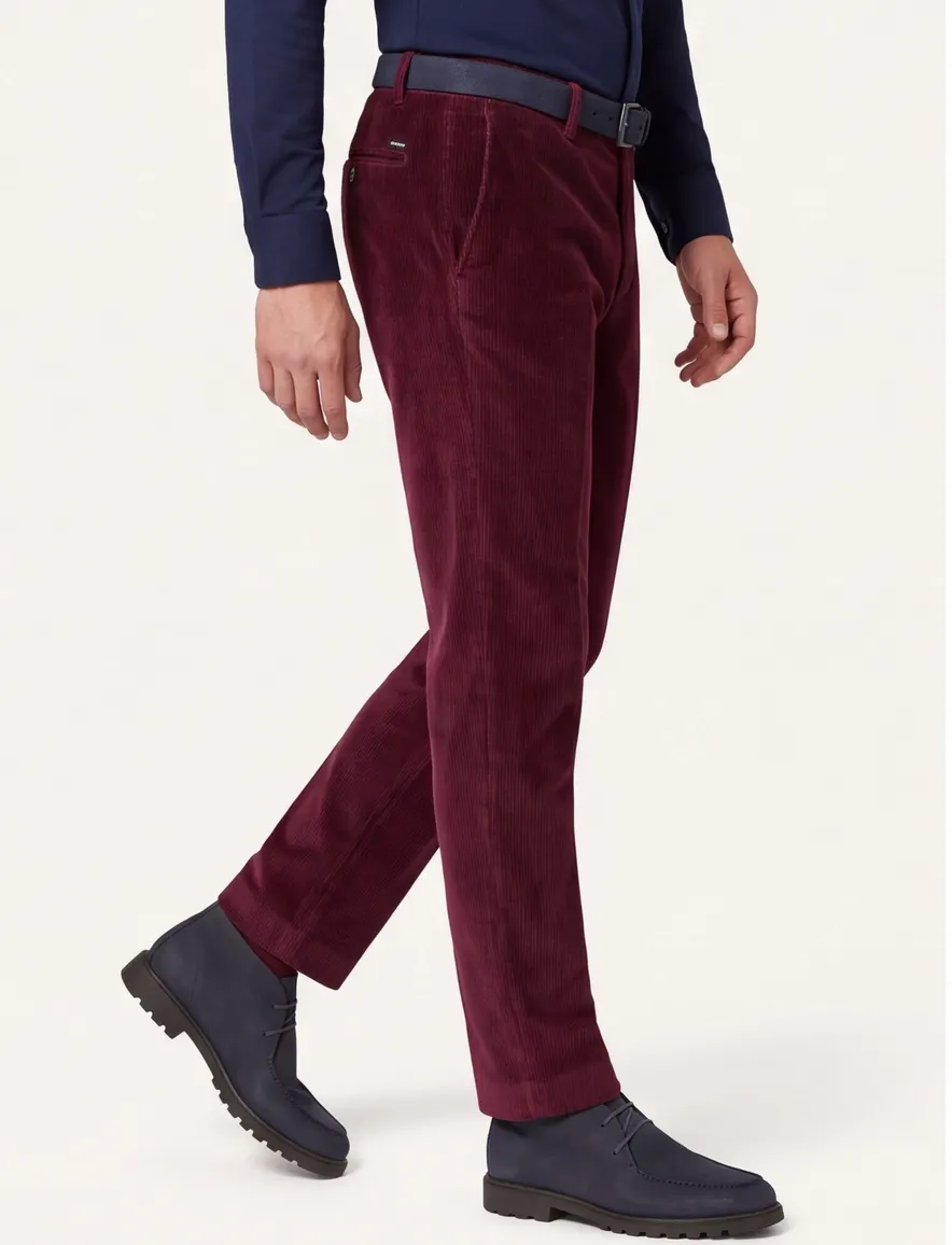Hiltl Pantalon katoen bordeaux corduroy rib