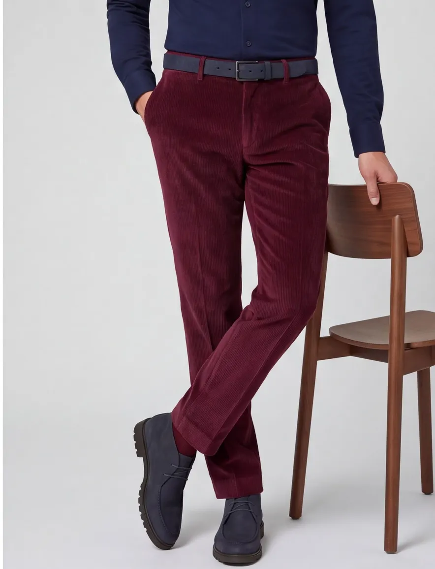 Hiltl Pantalon katoen bordeaux corduroy rib