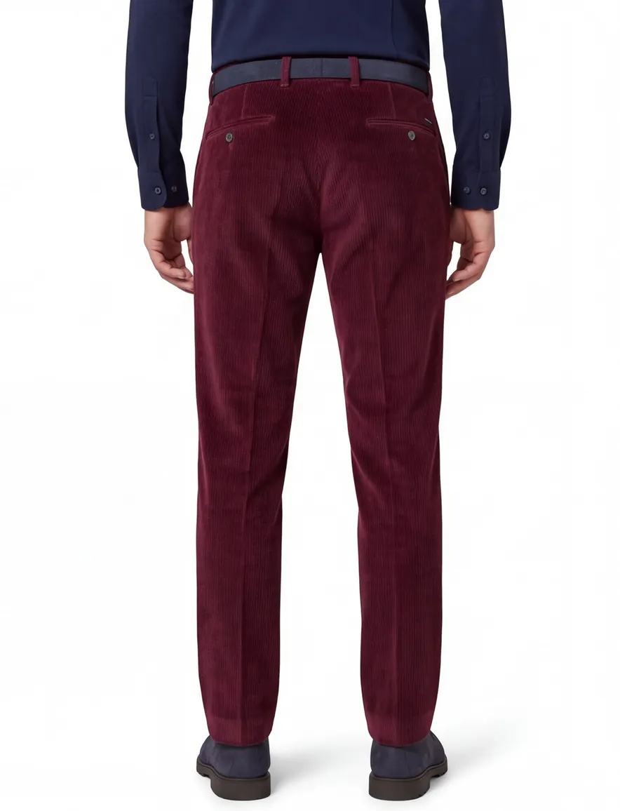 Hiltl Pantalon katoen bordeaux corduroy rib