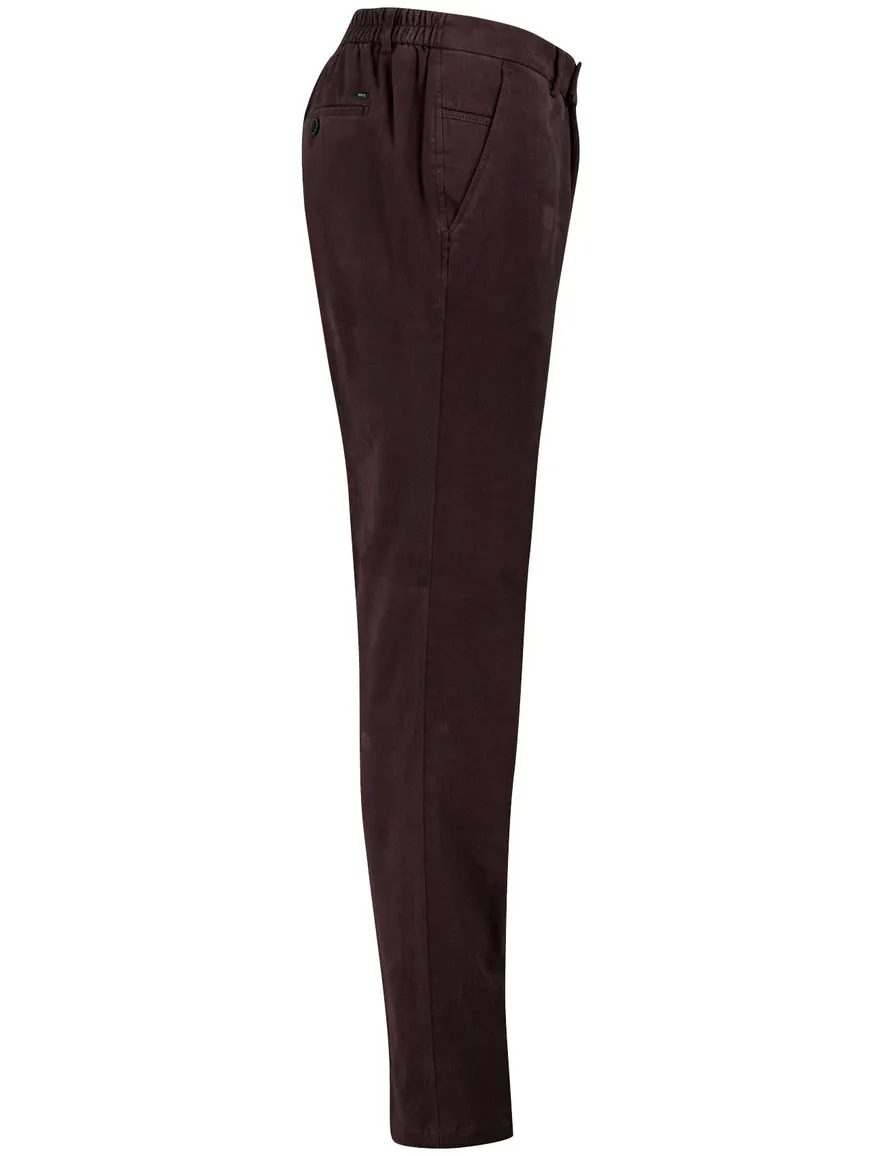 Katoenen flatfront broek Hiltl effen aubergine