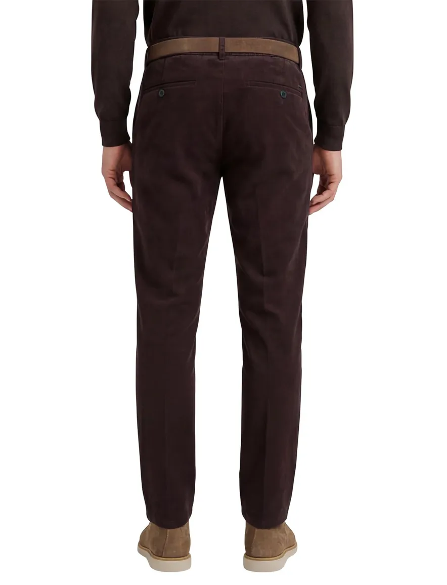 Katoenen flatfront broek Hiltl effen aubergine
