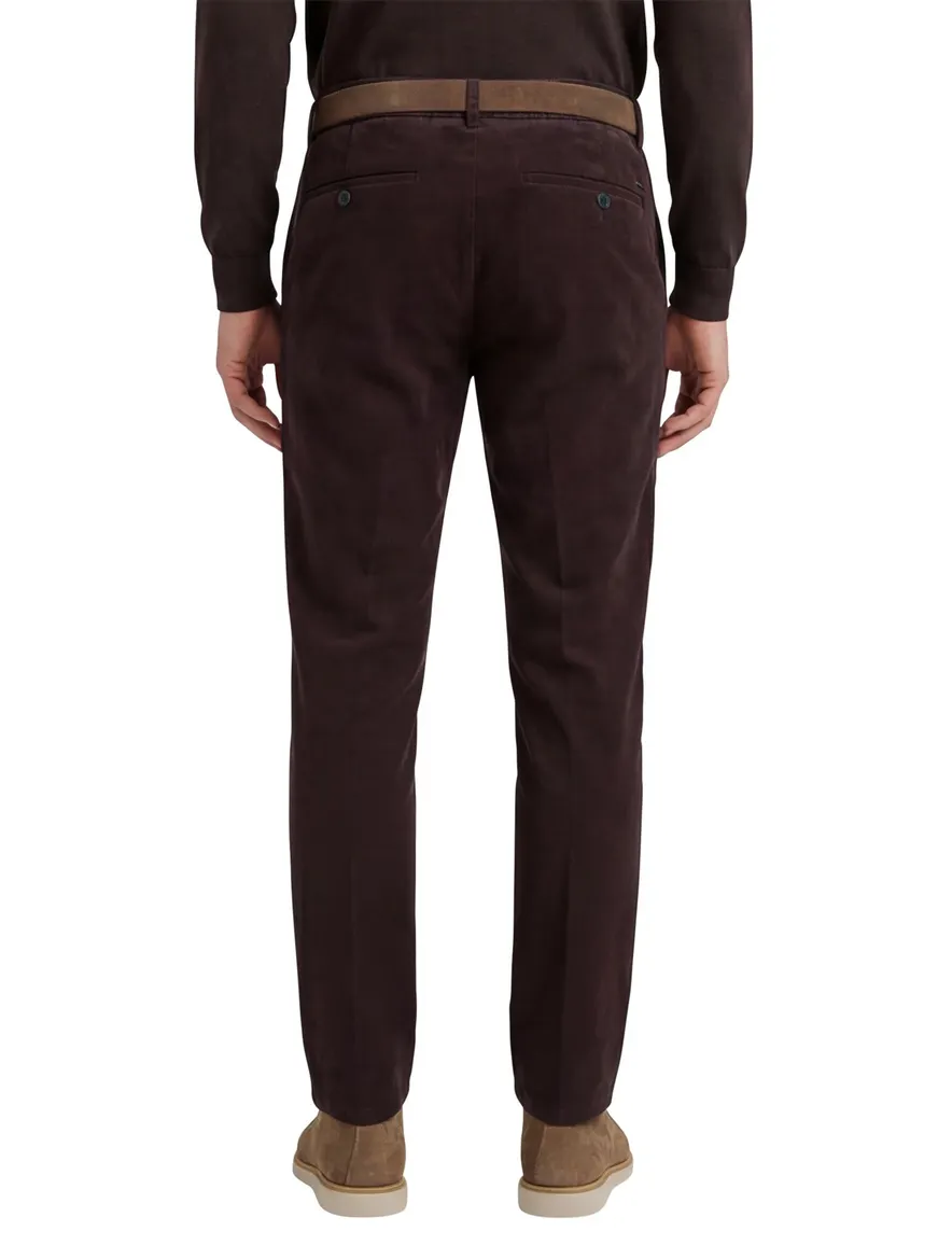 Katoenen flatfront broek Hiltl effen aubergine