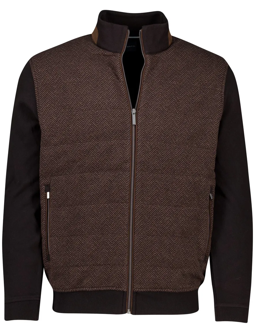 Bugatti vest bruin met zwarte mouwen