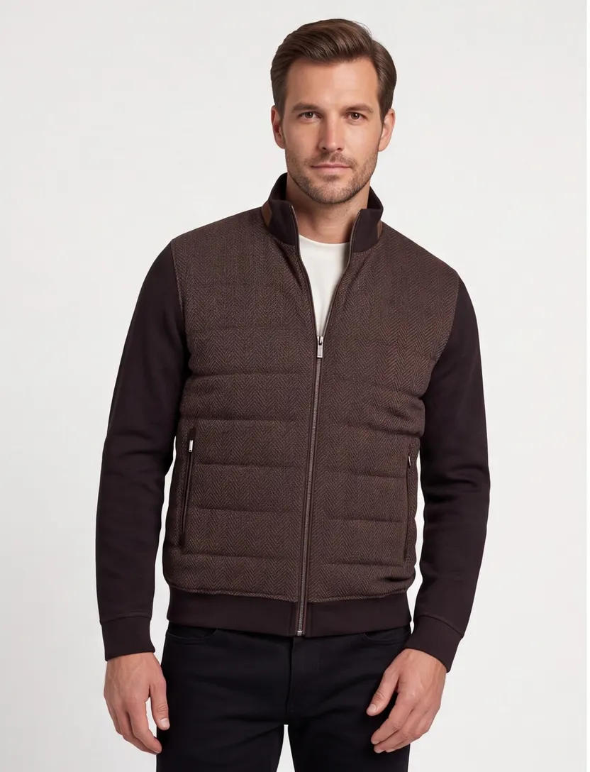 Outdoor vest Bugatti bruin effen wijde fit