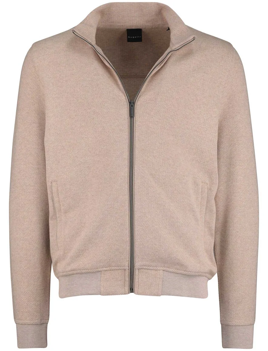Bugatti Vest Beige katoen opstaande kraag