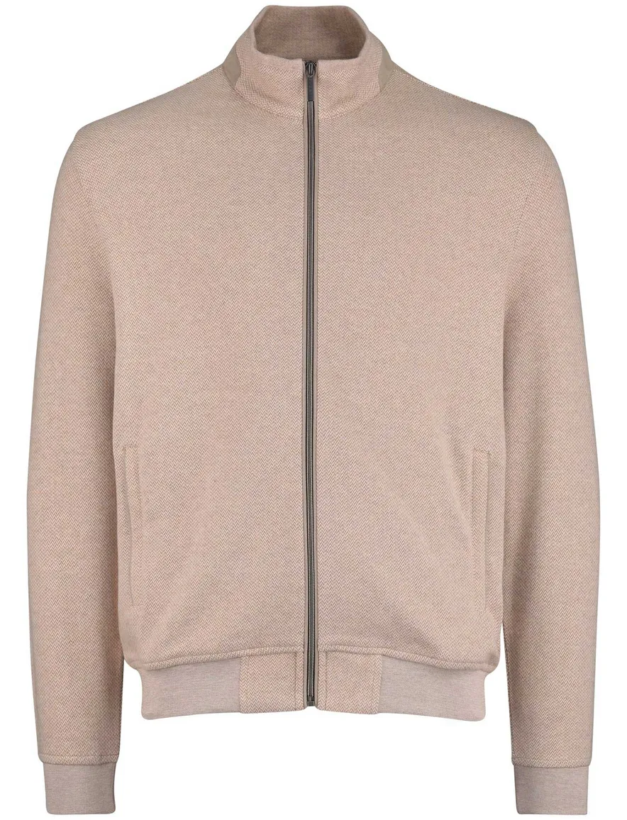 Bugatti Vest Beige katoen opstaande kraag
