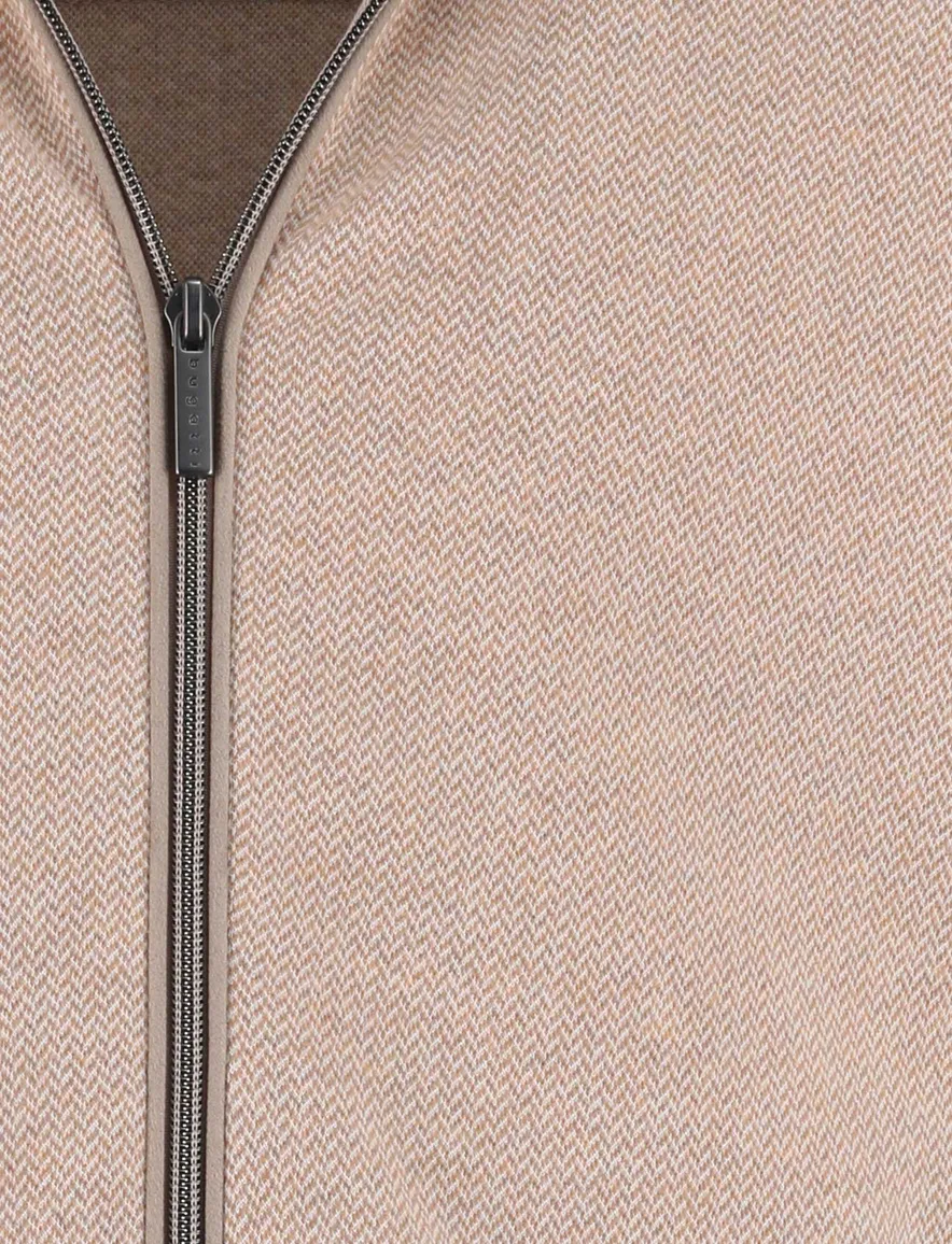 Bugatti Vest Beige katoen opstaande kraag