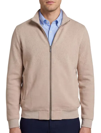Bugatti Bugatti vest beige effen wijde fit katoen