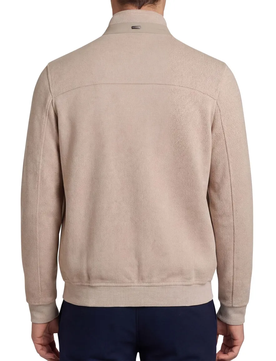 Bugatti Vest Beige katoen opstaande kraag