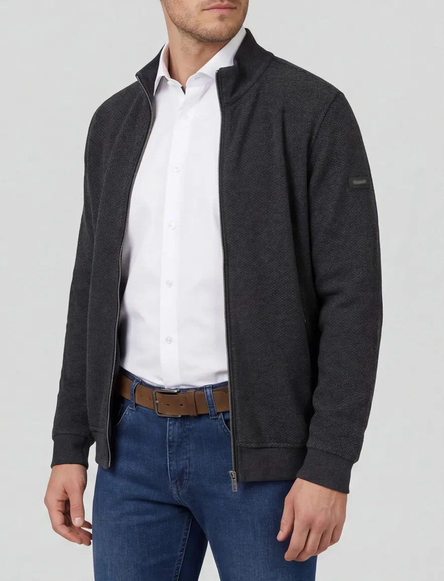 Bugatti vest bruin effen gebreid