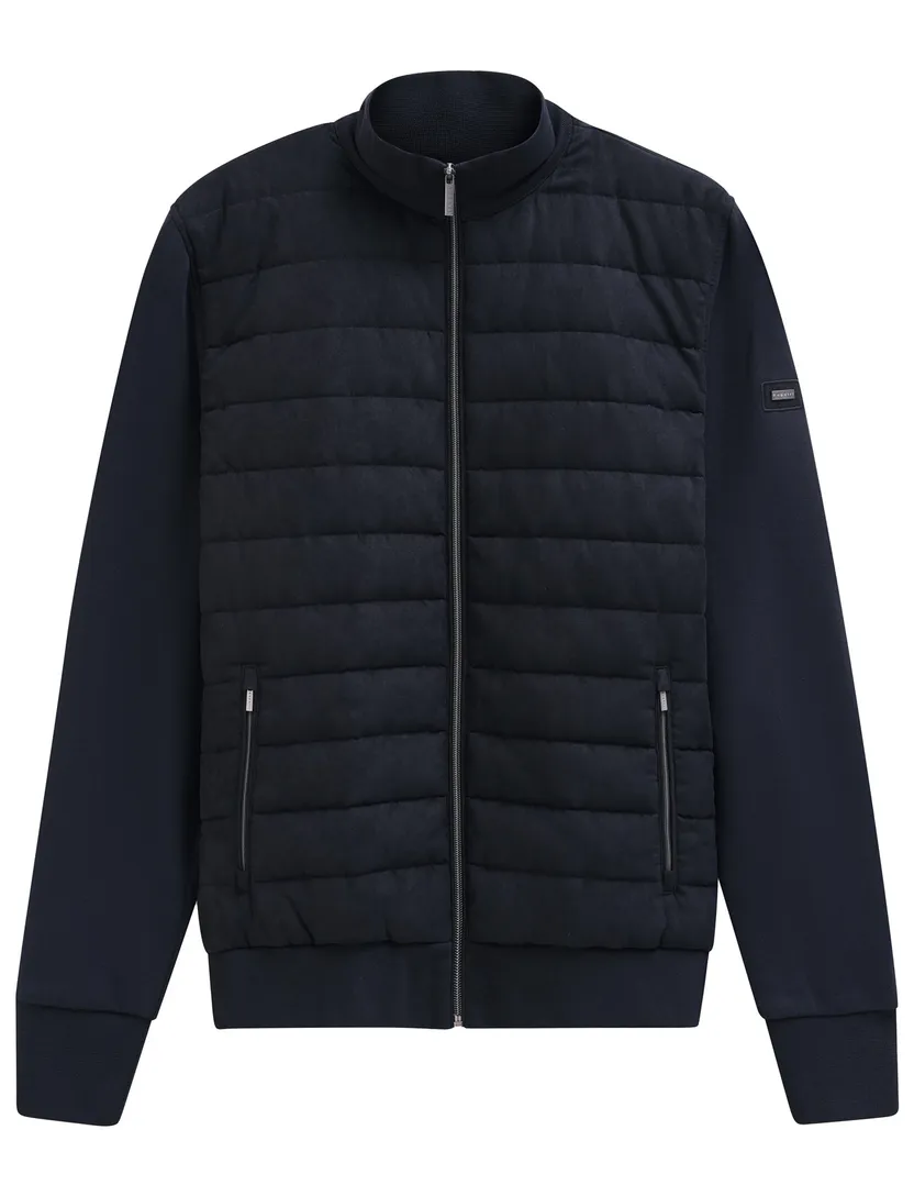 vest Bugatti donkerblauw effen rits