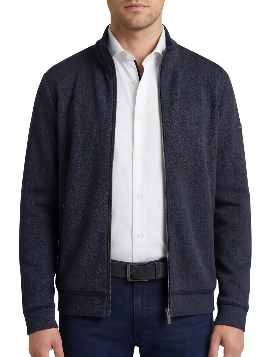 Bugatti vest donkerblauw effen rits
