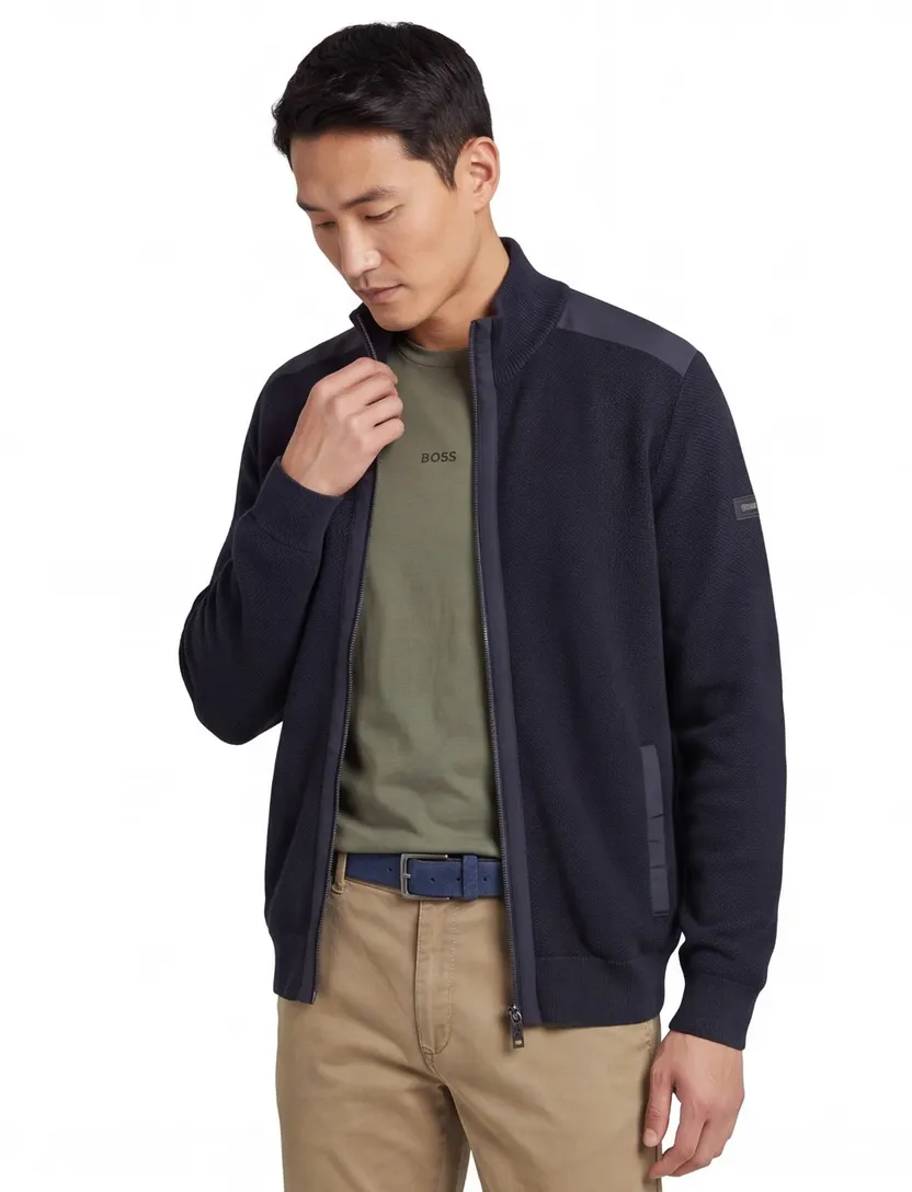 Bugatti vest donkerblauw effen