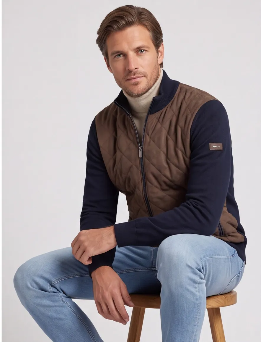 Bugatti vest bruin effen