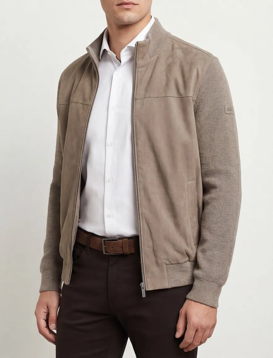 Bugatti vest beige effen katoen