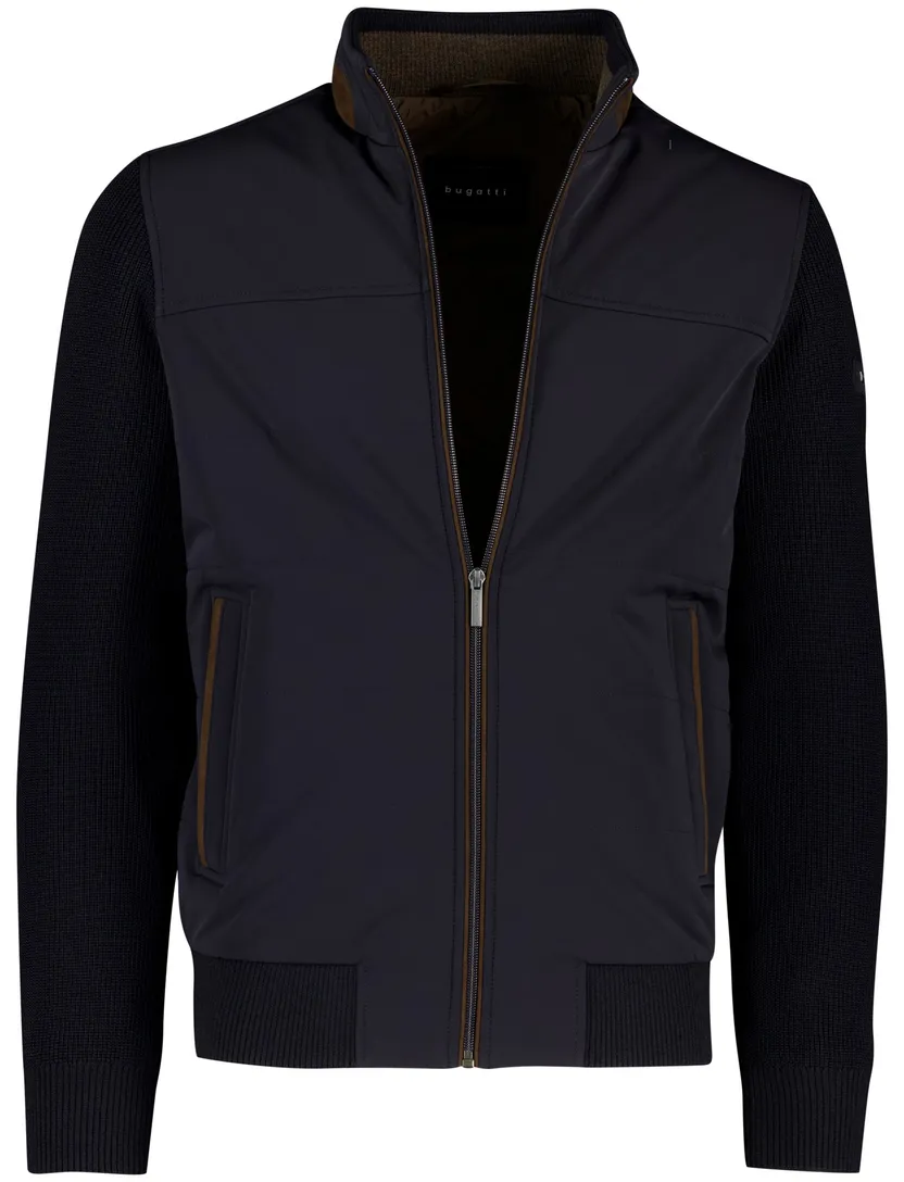 vest Bugatti effen donkerblauw wijde fit