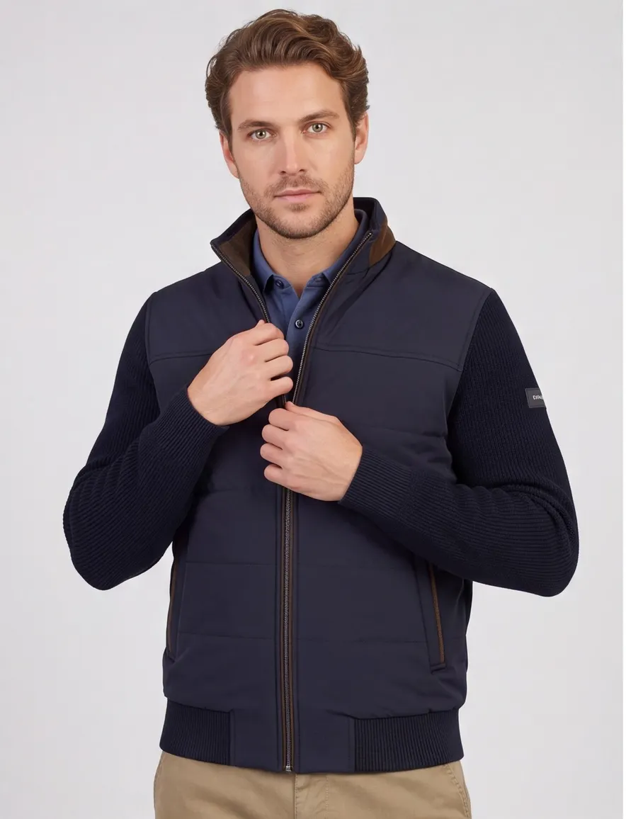 Bugatti vest donkerblauw effen wijde fit
