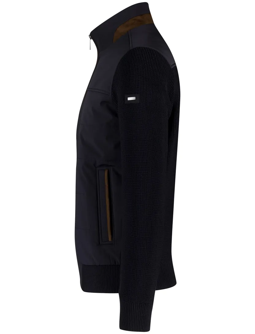 vest Bugatti effen donkerblauw wijde fit