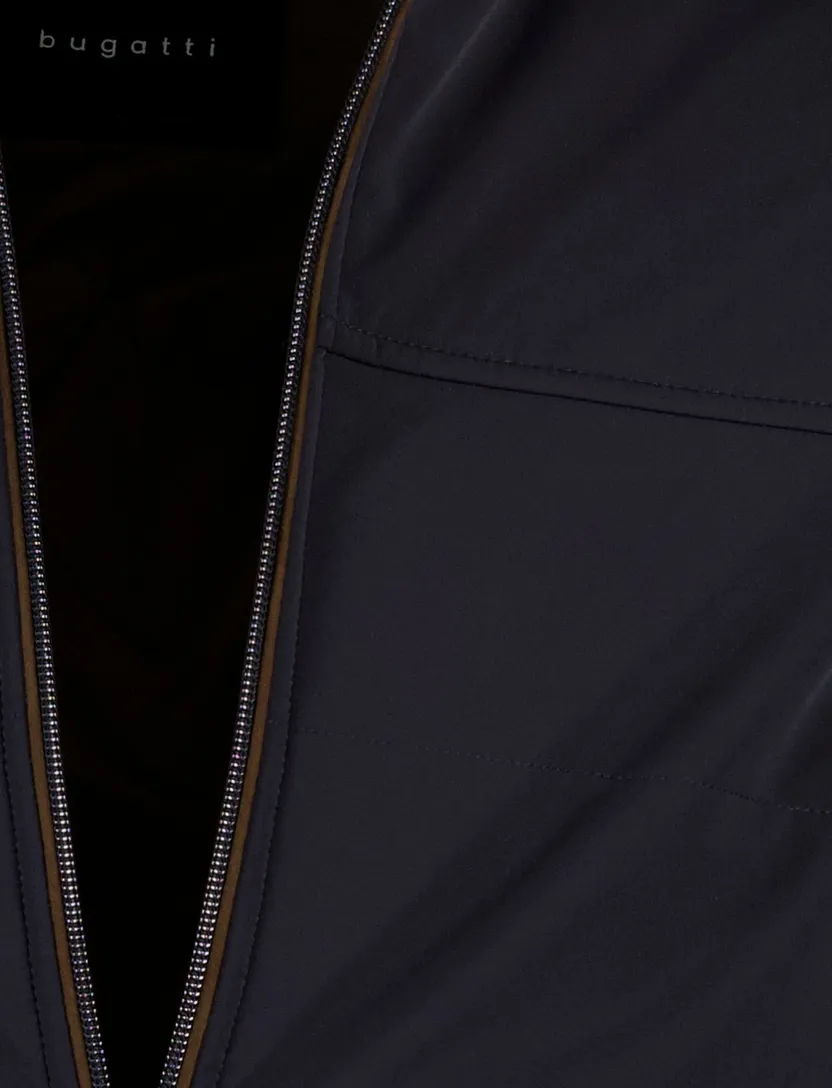 vest Bugatti effen donkerblauw wijde fit
