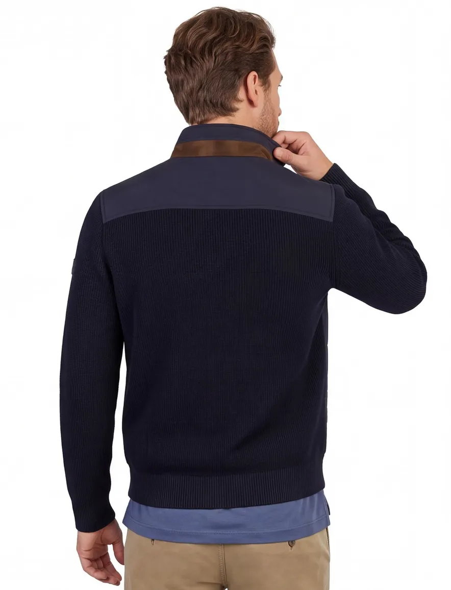 Bugatti vest donkerblauw effen wijde fit
