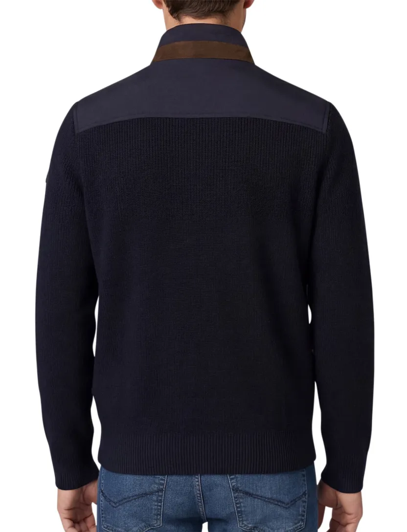 vest Bugatti effen donkerblauw wijde fit