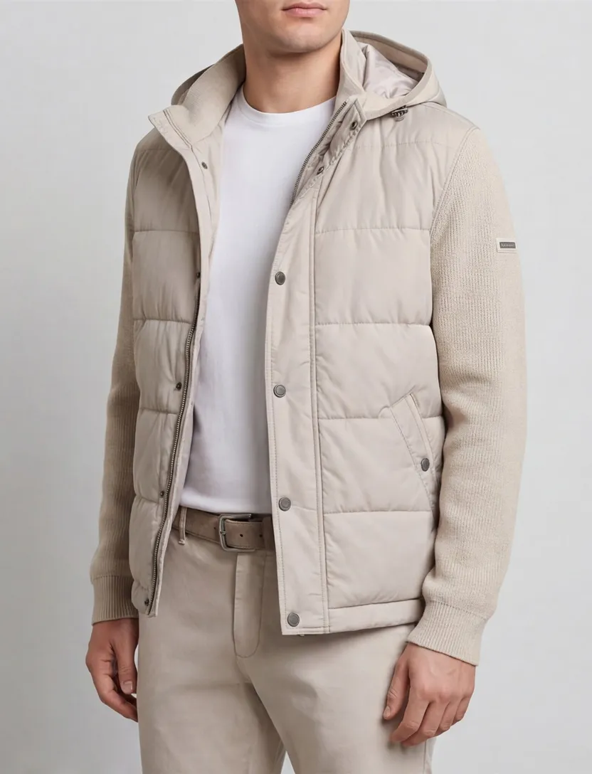 Bugatti outdoorvest beige gewatteerd effen