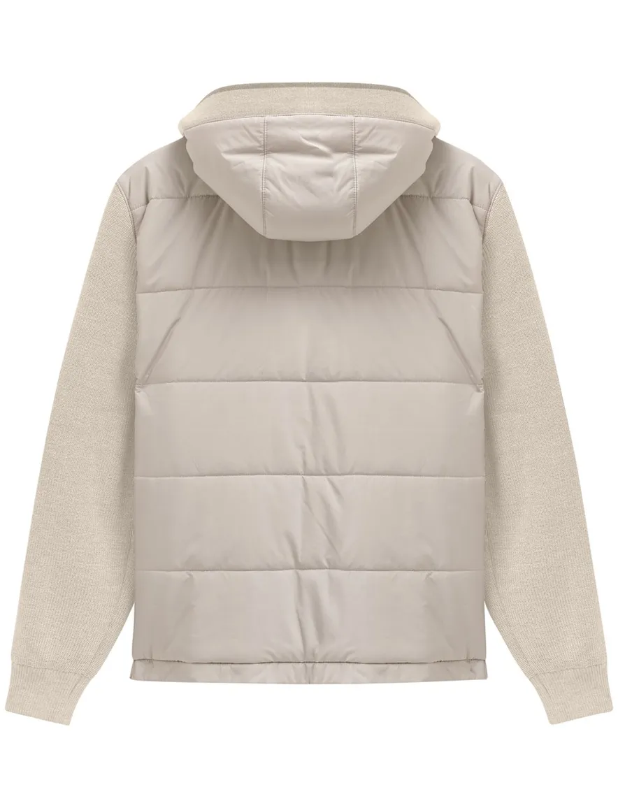 Bugatti outdoorvest beige gewatteerd met capuchon