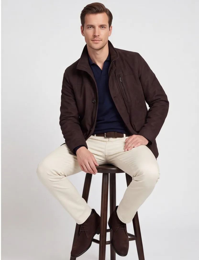 winterjas Bugatti bruin suede