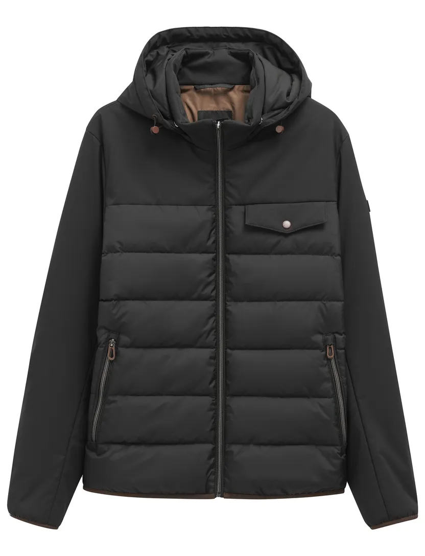 winterjas Bugatti zwart effen gewateerd