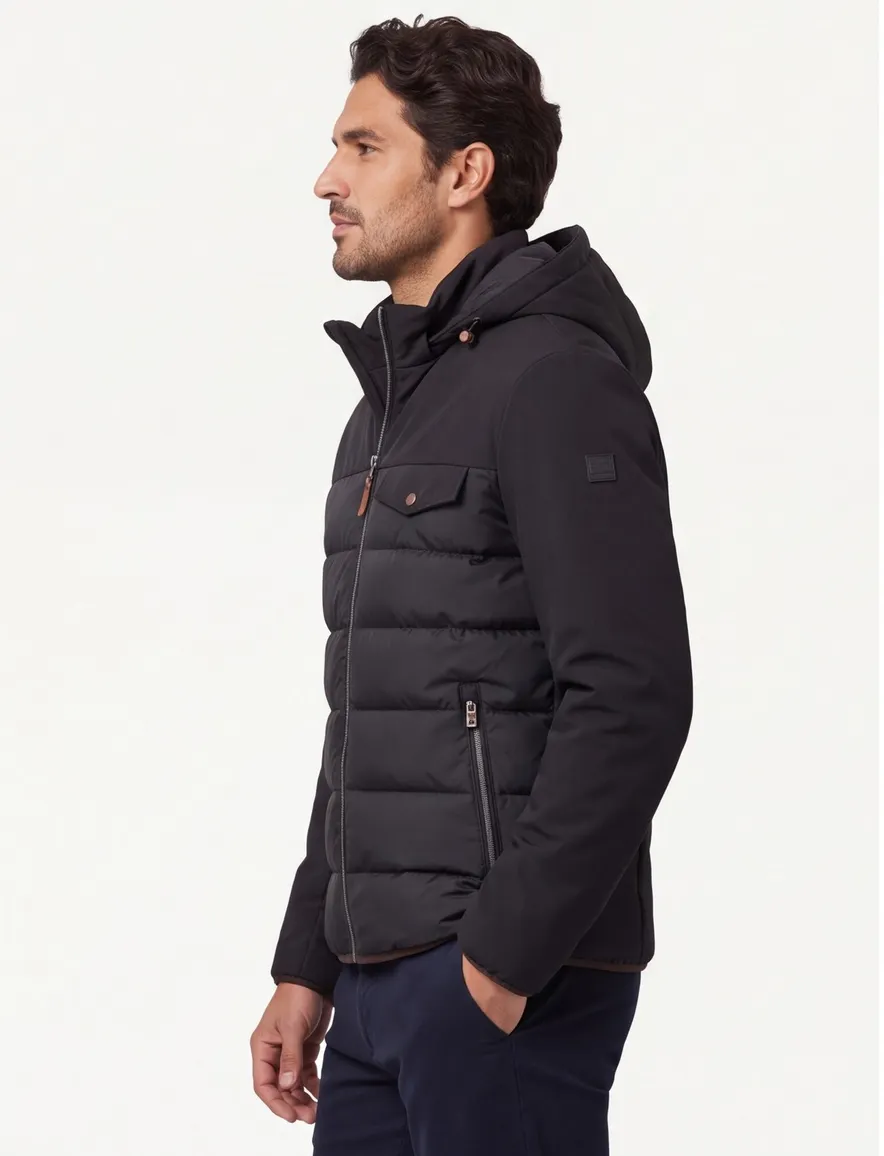 Bugatti winterjas zwart effen