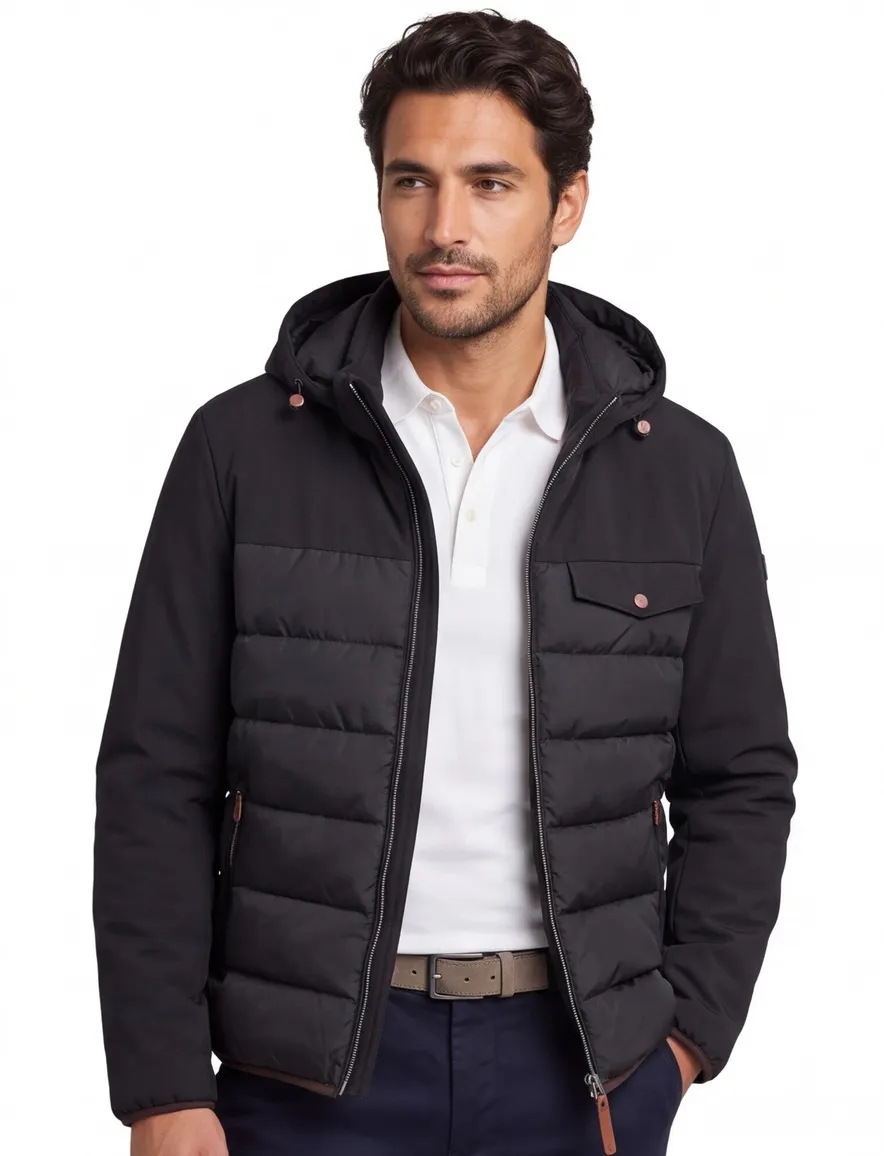 Bugatti winterjas zwart effen