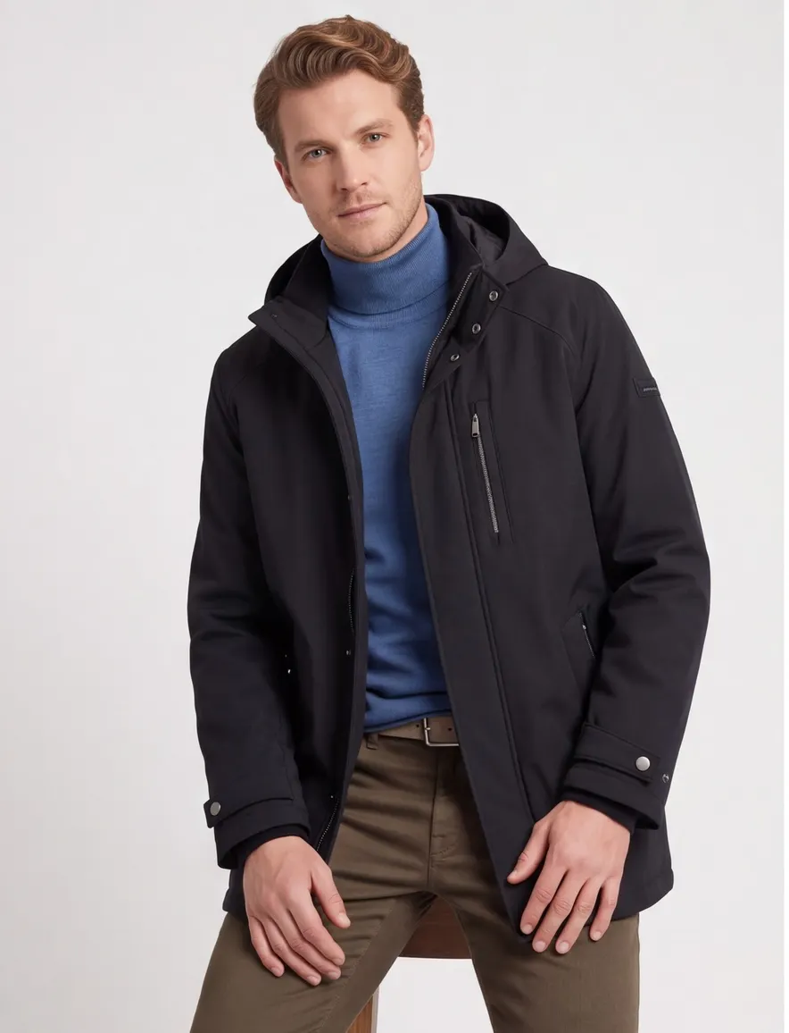 Bugatti parka jas polyester donkerblauw