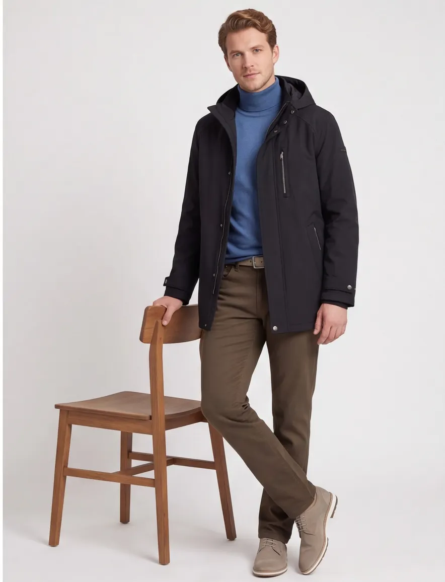 Bugatti parka jas polyester donkerblauw