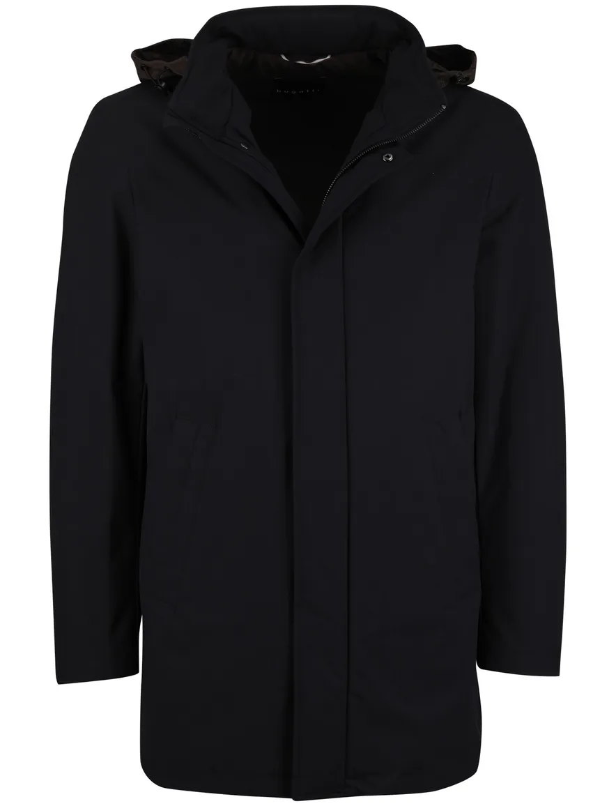 Bugatti winterjas donkerblauw afneembare capuchon effen