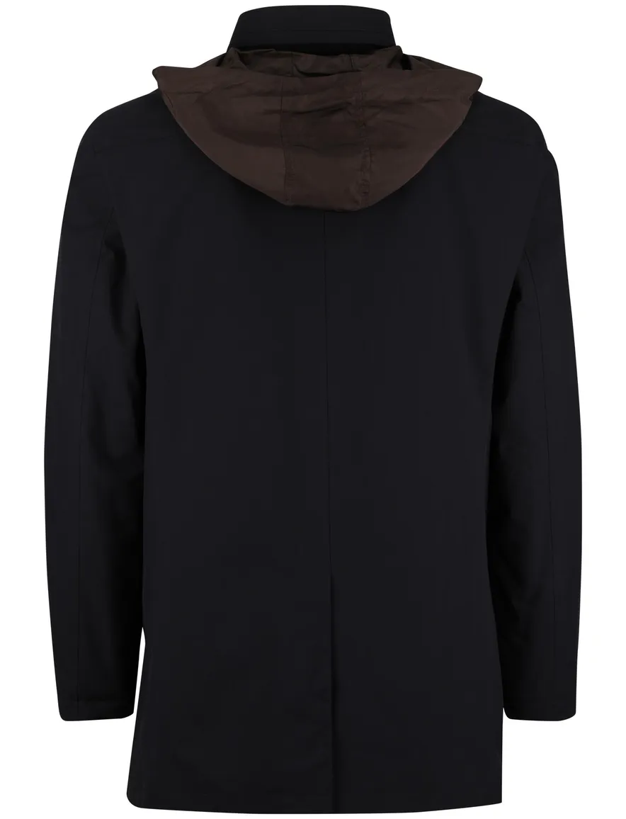 Bugatti winterjas donkerblauw afneembare capuchon effen