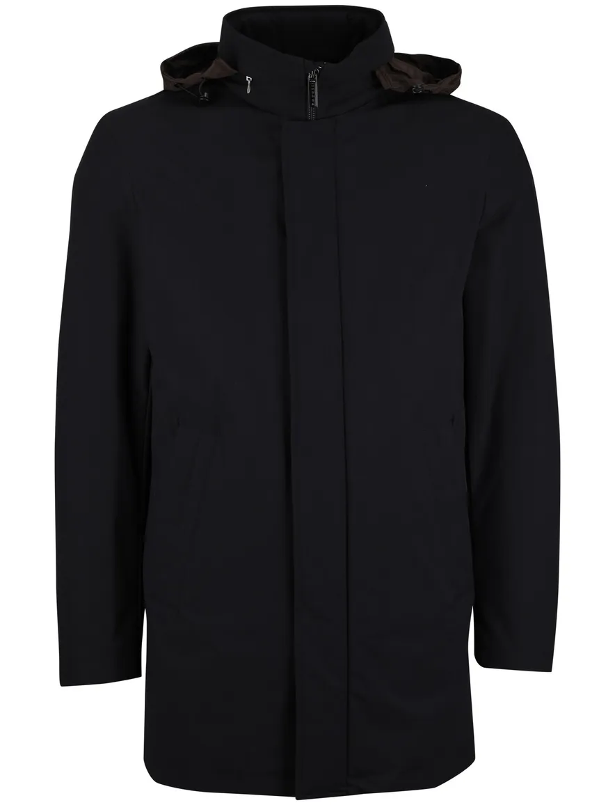 Bugatti winterjas donkerblauw afneembare capuchon effen