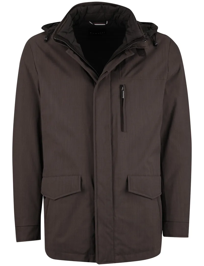 Bugatti winterjas bruin afneembare capuchon polyester