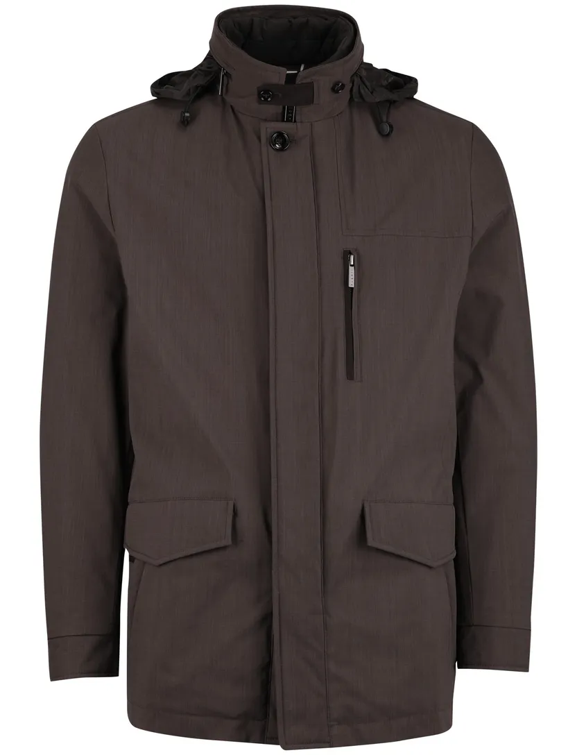 Bugatti winterjas bruin afneembare capuchon polyester