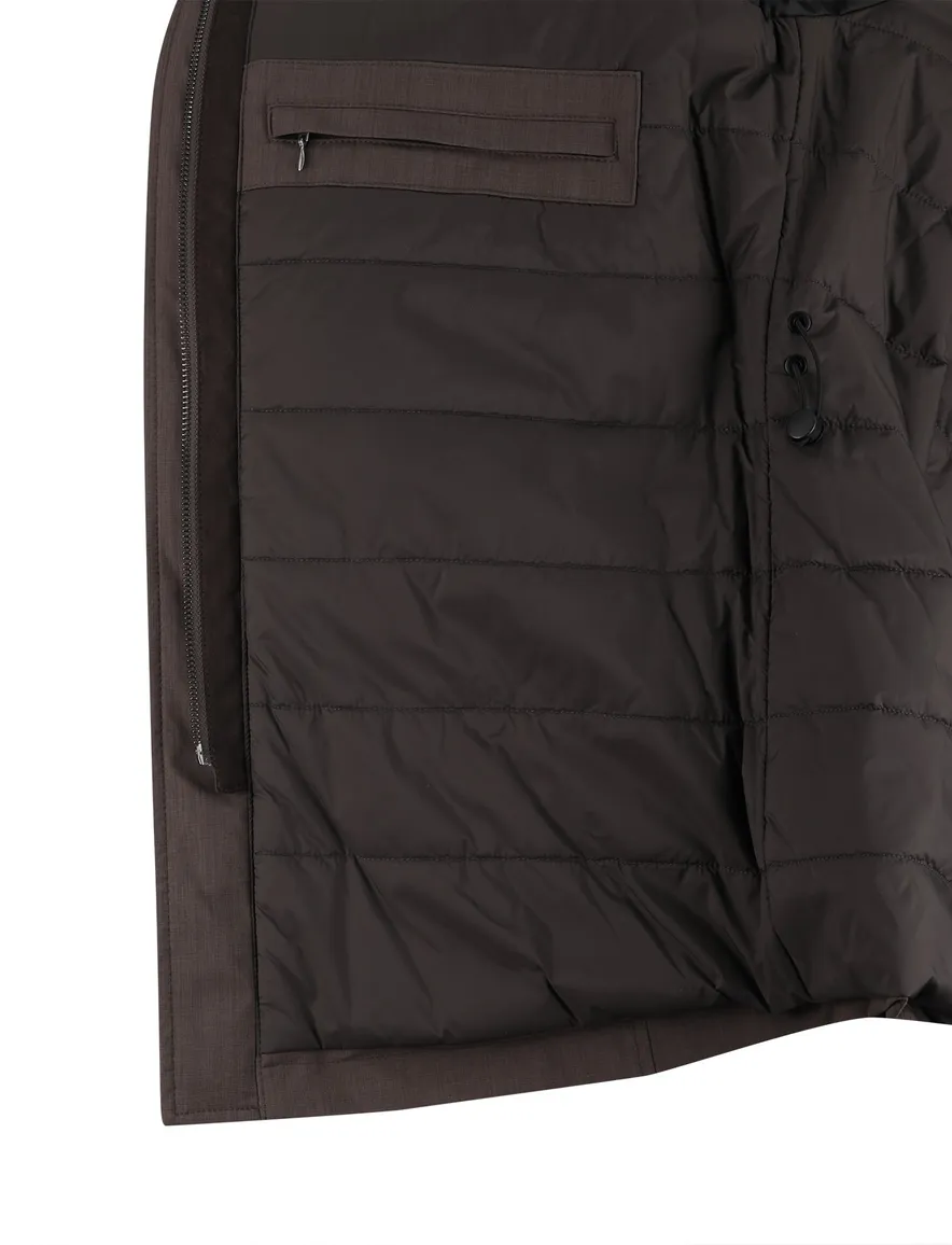 Bugatti winterjas bruin afneembare capuchon effen