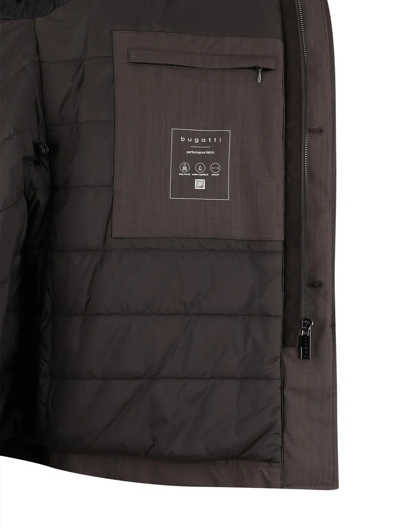 Bugatti winterjas bruin afneembare capuchon polyester