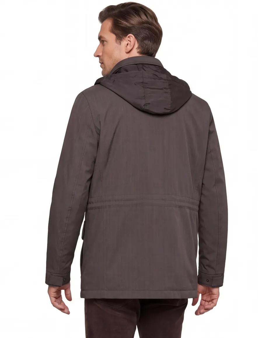 Bugatti winterjas bruin afneembare capuchon effen