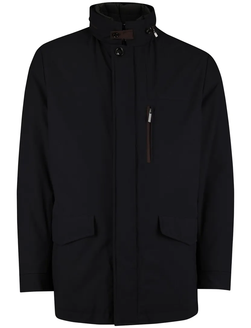 Winterjas Bugatti Donkerblauw capuchon in de kraag