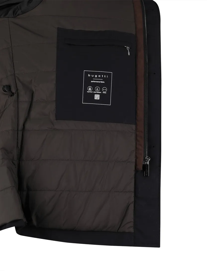 Winterjas Bugatti Donkerblauw capuchon in de kraag