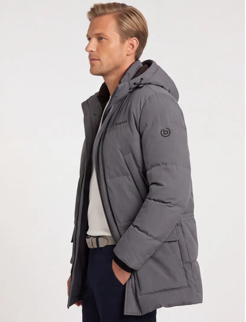 Bugatti winterjas grijs met capuchon