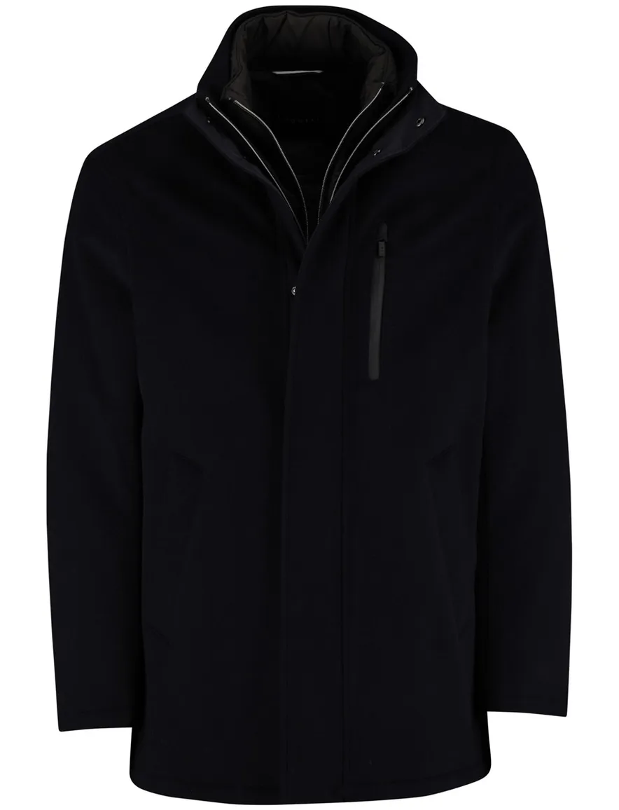 Bugatti Winterjas Donkerblauw dubbele rits en knoop