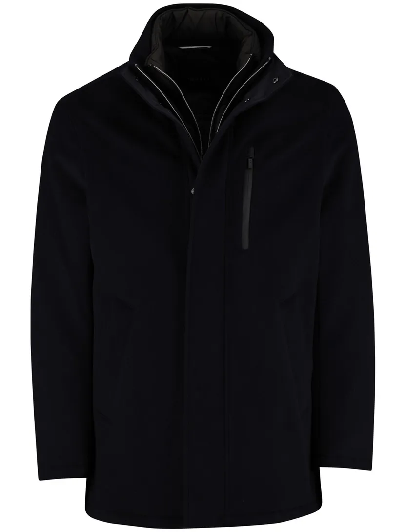 Winterjas Bugatti Donkerblauw dubbele rits en knoop