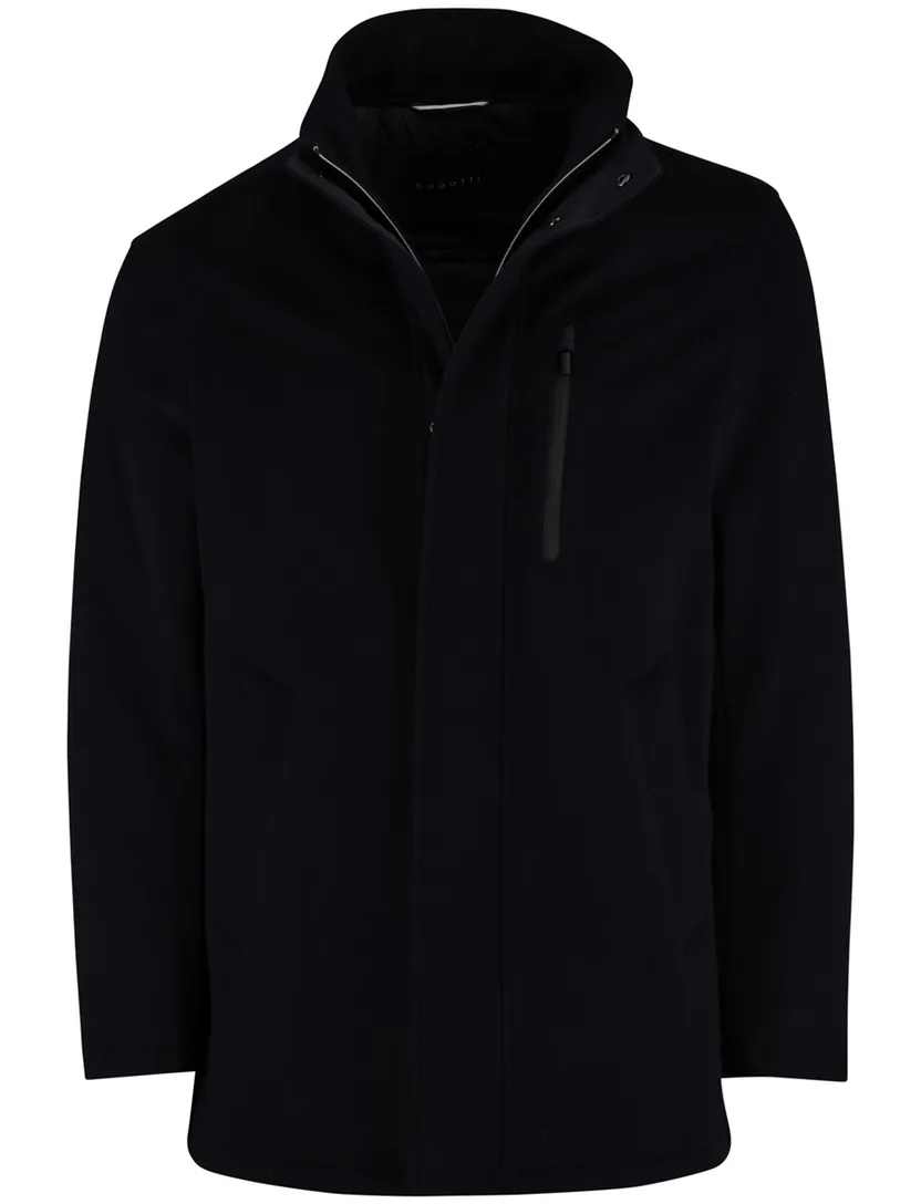 Winterjas Bugatti Donkerblauw dubbele rits en knoop