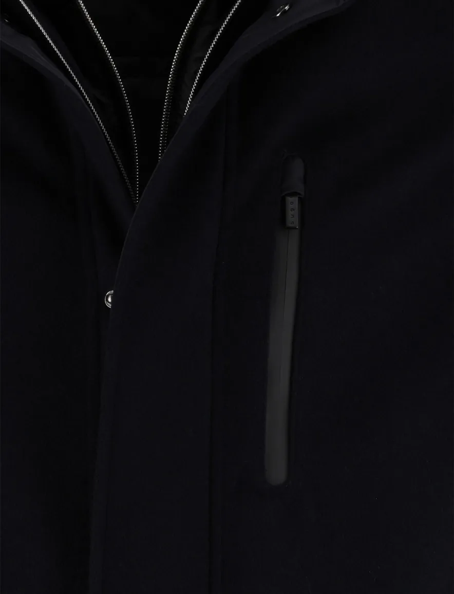 Bugatti Winterjas Donkerblauw dubbele rits en knoop