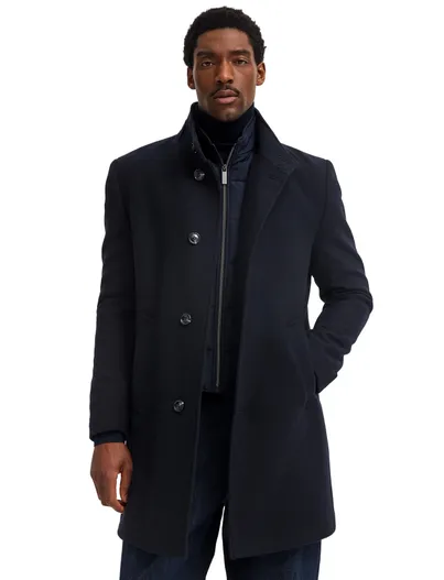 Bugatti Bugatti wollen jas navy effen