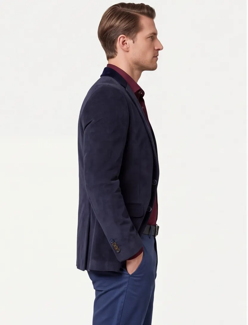 normale fit colbert Digel Ezzo-G donkerblauw effen